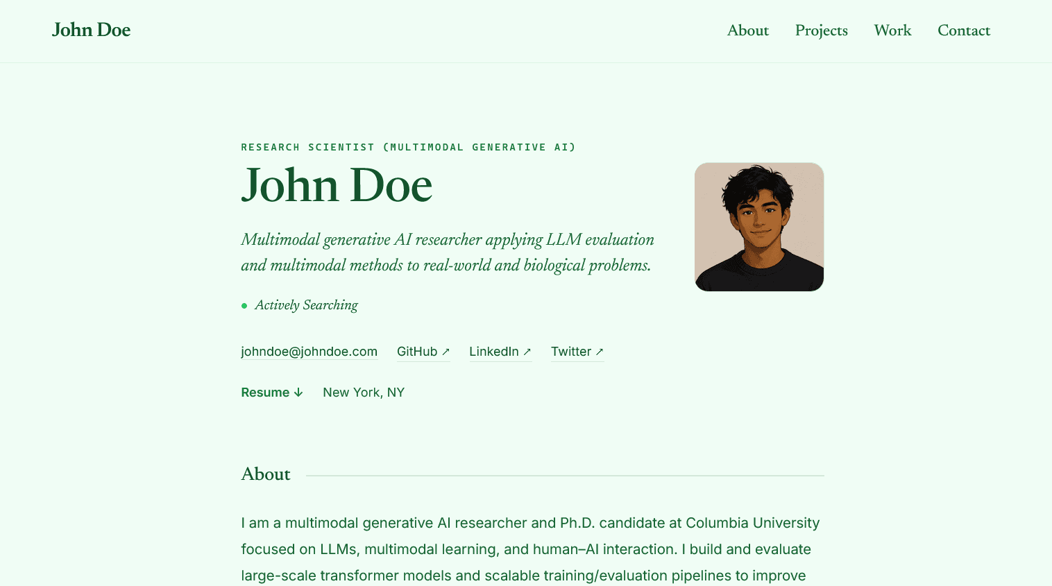 Minimal Portfolio preview